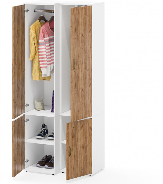 Лидер-8 Модуль Пенал МД 21Б + Пенал МД 23Б, белый шагрень/крафт золото