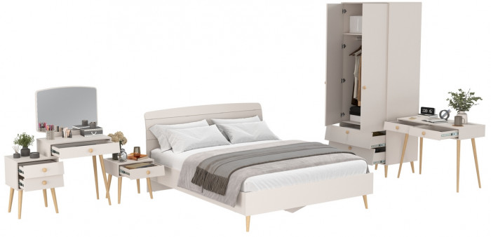 Афина Спальня 27-1600, цвет кашемир серый, сп.м. 1600х2000 мм., б/м, основание есть - фанера