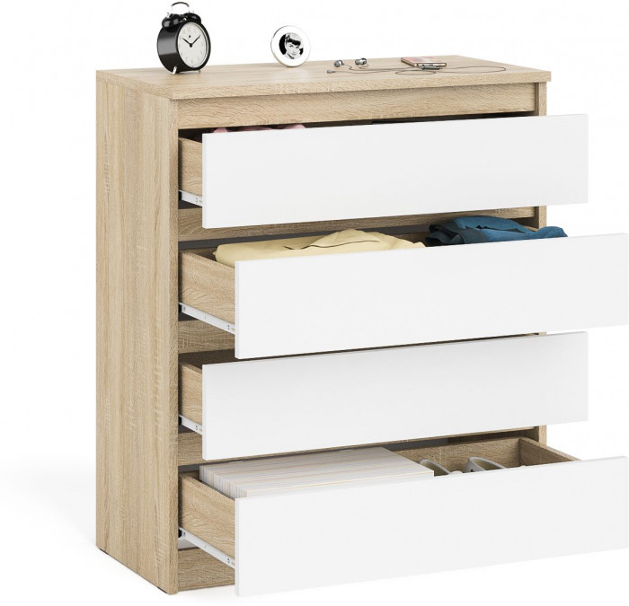 Мори Комод МК800.4, цвет дуб сонома/белый, ШхГхВ 80,4х41х94 см.