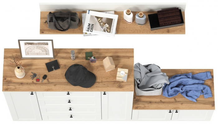 Остин Прихожая 67, белый шагрень/дуб крафт золотой