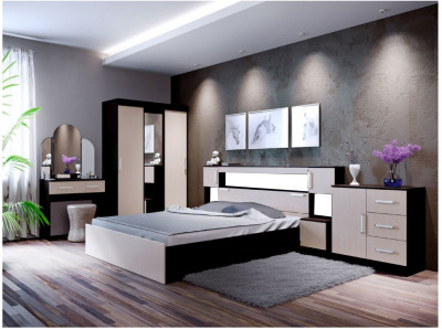 Модульная спальня Бася, композиция 2 (Венге / дуб беленый)