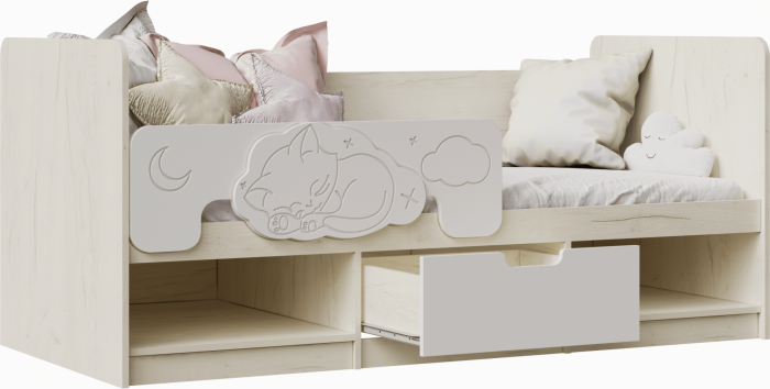 Модульная детская Юниор-4, композиция 1 (Шарли мокко, Крафт белый)