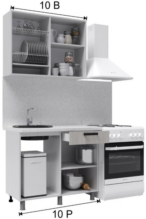 Кухонный гарнитур Версаль 1,0м Айвори/Васаби