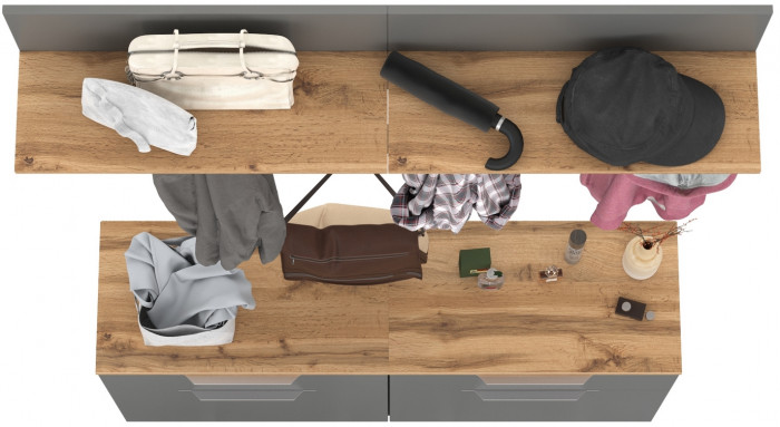 Октава Прихожая 07, серый графит/дуб крафт золотой/фасады МДФ серый графит