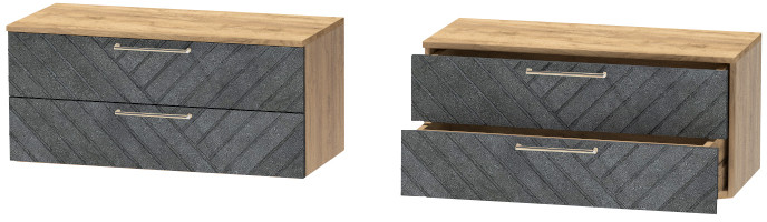 Тумба-5 прикроватная подвесная "Иннэс-7", Крафт золотой/Бетон графит