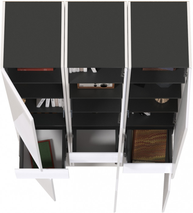 Сидней 13.202 Шкаф с ящиком 3 штуки, корпус: белый/чёрный/фасады: МДФ белый глянец