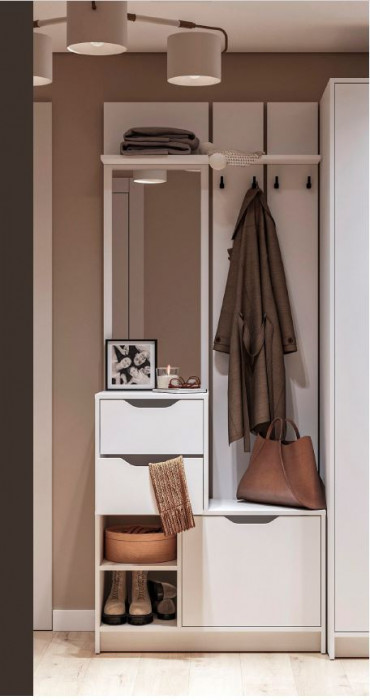 РУНА ПР 01 Прихожая Фасад БЕЛЫЙ/Корпус БЕЛЫЙ