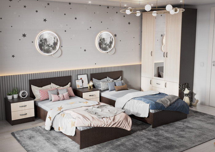 Кровать 80х200 с основанием ДСП Ронда КР-080, венге