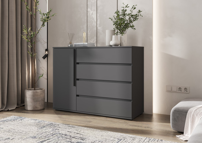 Норд Комод 1 дверь 4 ящика (1200), Графит