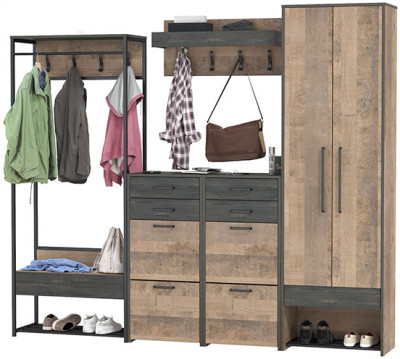 Трувор Прихожая 238, дуб гранж песочный/интра