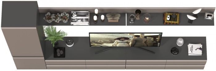 Сидней Комплектация № 100, цвет корпус: антрацит/фасады: МДФ веллюто капучино, ШхГхВ 309,8х41,3х205,2 см., универсальная сборка