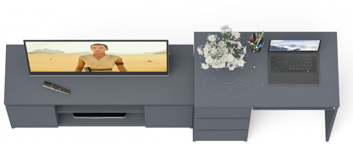 Мори компьютерный стол МС-6 левый + Тумба МТВ1200.1, графит