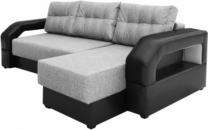 Диван еврокнижка Манчестер с подсветкой УГЛОВОЙ 160  рогожка серая НПБ