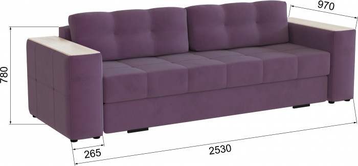 Диван раскладной Виконт, винный/мдф клен кремовый