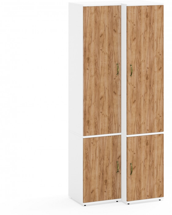 Лидер-8 Модуль Пенал МД 22Б + Пенал МД 23Б, белый шагрень/крафт золото