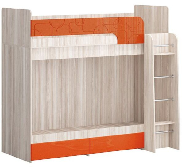 Двухъярусная кровать Бемби МДФ NEW, ясень (Фисташка, Ясень шимо светлый)