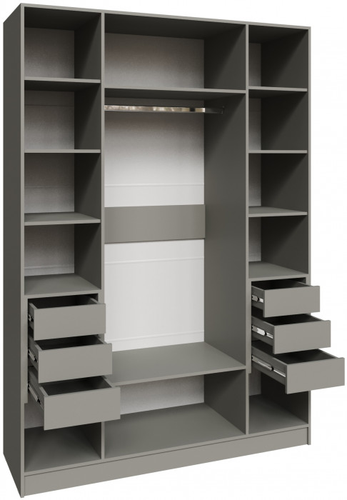 Шкаф Мадрид (1,6) с 6 ящ. внутри с зеркалом, Мокко