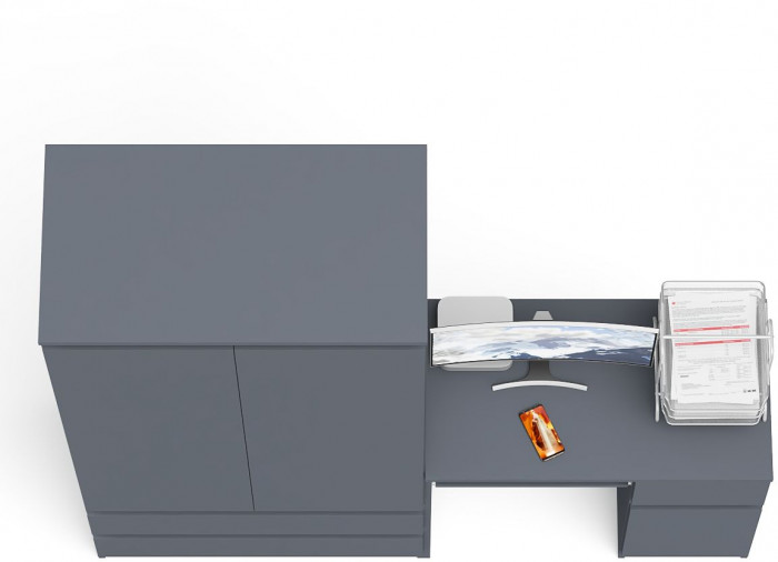 Мори Стол компьютерный МС-1 правый + Шкаф МШ900.1, цвет графит, ШхГхВ 180,4х50,4х179,6 см., выдвижной ящик справа, НЕ универсальная сборка
