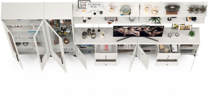 Валенсия Гостиная № 125, ЛДСП белый шагрень/МДФ белый шагрень