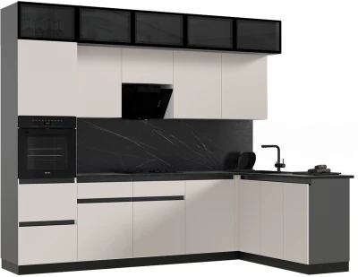 Кухня Техно-6 3,0х1,8м (Кашемир, Графит (Кастилло темный))