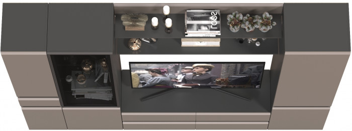 Сидней Комплектация № 061, корпус: антрацит/фасады: МДФ веллюто капучино