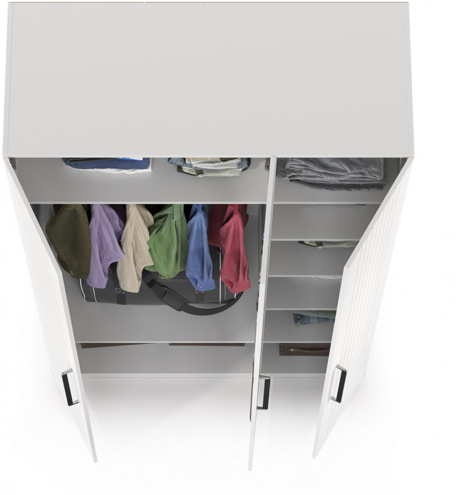 Валенсия Спальня 13.12 Шкаф комбинированный, ЛДСП белый шагрень/МДФ белый шагрень