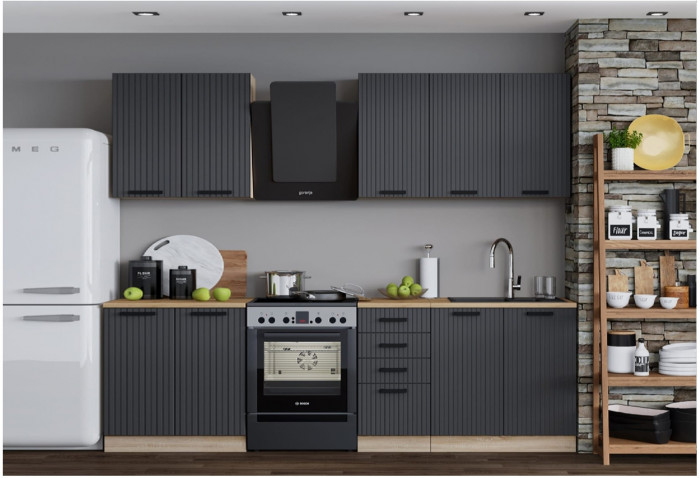 Кухня Вельвет 2000 (Белый софтач / Графит, Белый)