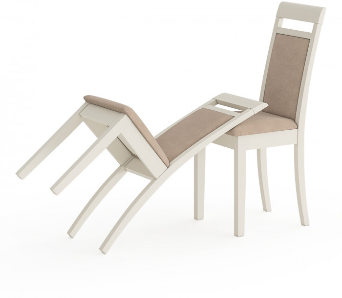 Два стула Мебель--24 Гольф-12 разборных, цвет слоновая кость, обивка ткань велюр бежевый 05, 40х40х100 см., от пола до верха сиденья 47 см.(мягк сп.)