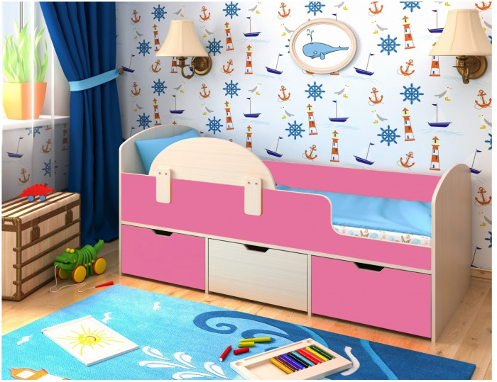 Кровать Малыш Мини (Белое дерево/Лайм)