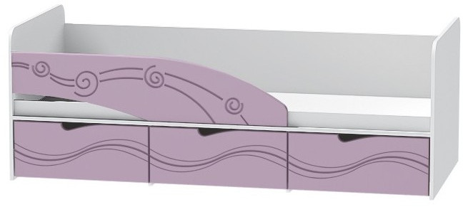 Детская кровать Бриз-3 80х190, волна (Антарктида/Белый/Левый)