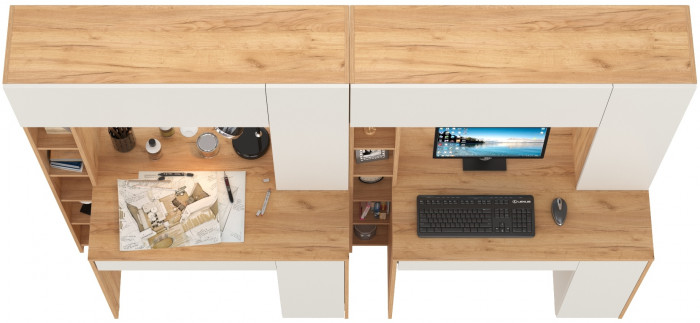 компьютерный стол Комфорт 12.71 + компьютерный стол Комфорт 12.71, дуб золотой/белый