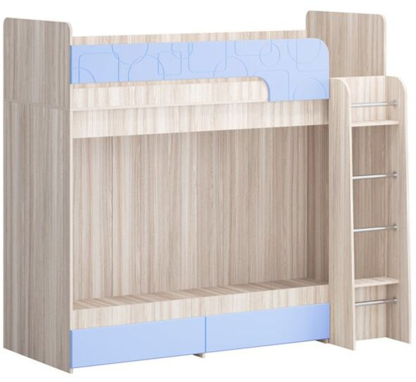 Двухъярусная кровать Бемби МДФ NEW, ясень (милк, Ясень шимо светлый)