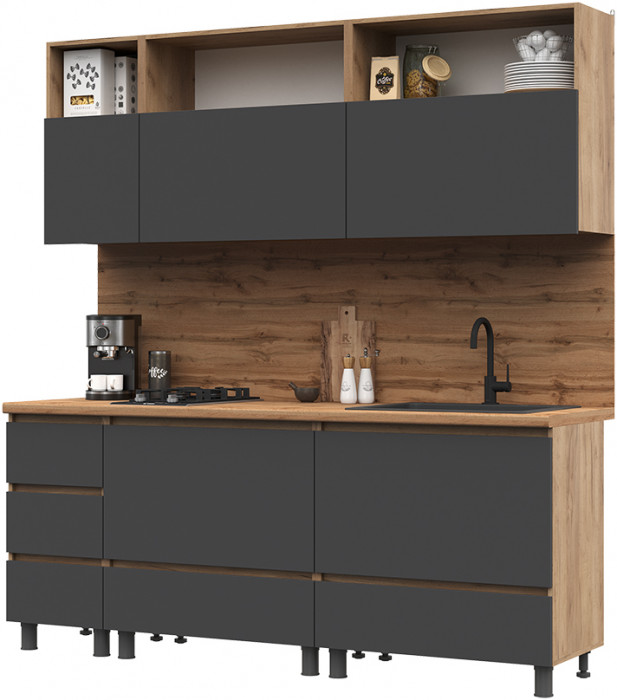 Кухня Хелен 2,0 серый графит/дуб крафт золото