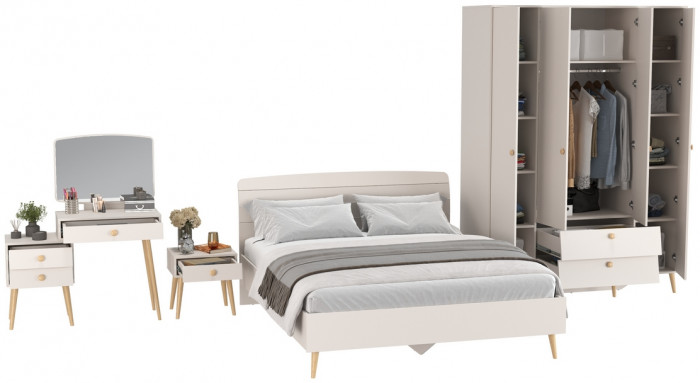 Афина Спальня 29-1600, цвет кашемир серый, сп.м. 1600х2000 мм., б/м, основание есть - фанера