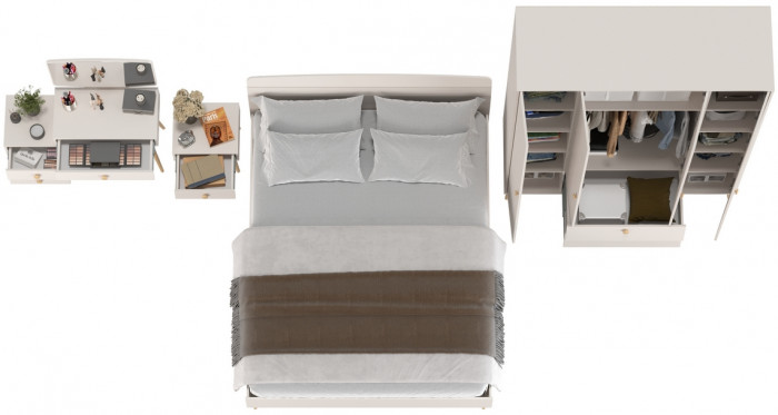 Афина Спальня 29-1600, цвет кашемир серый, сп.м. 1600х2000 мм., б/м, основание есть - фанера