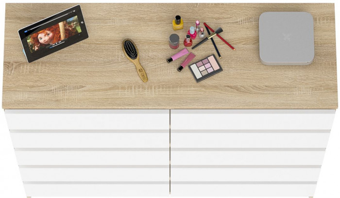 Мори Комод МК1200.10, цвет дуб сонома/белый, ШхГхВ 120,4х41х115 см.