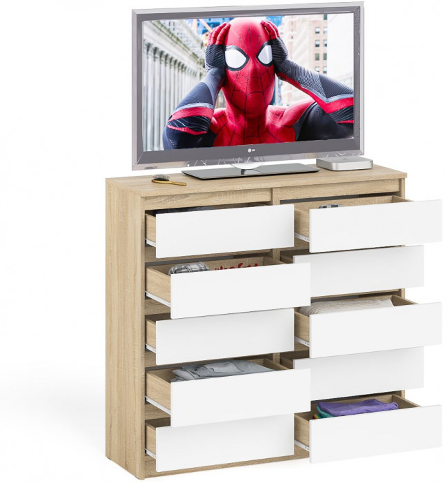 Мори Комод МК1200.10, цвет дуб сонома/белый, ШхГхВ 120,4х41х115 см.