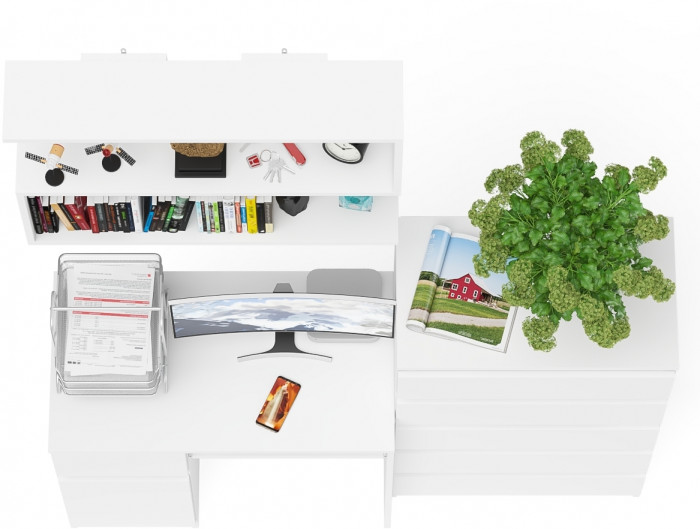 Мори компьютерный стол МС-1 левый + Комод МК700.5 + Полка 900, белый