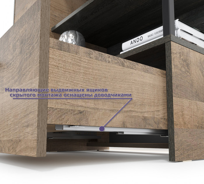 Трувор 13.241.06 Тумба для обуви + 13.307.01 Комод, цвет дуб гранж песочный/интра, ШхГхВ 159х37х106,9 см., универсальная сборка