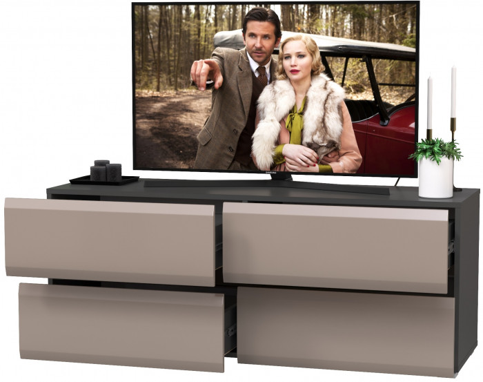Сидней 13.63 Тумба под ТВ, корпус антрацит/фасады: МДФ веллюто капучино