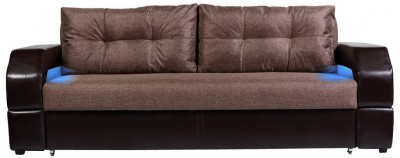 Диван-кровать Манчестер, еврокнижка, блок независимых пружин, рогожка/экокожа, 150х195, коричневый