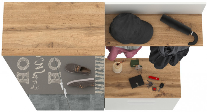 Октава Прихожая 10, белый шагрень/дуб крафт золотой/фасады МДФ белый шагрень