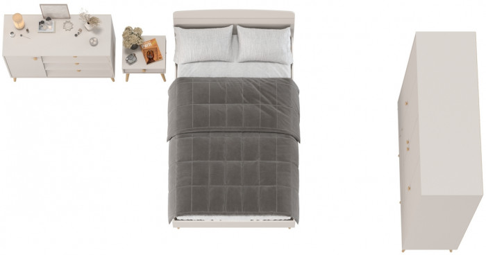 Афина Спальня 30-1200, цвет кашемир серый, сп.м. 1200х2000 мм., б/м, основание есть - фанера