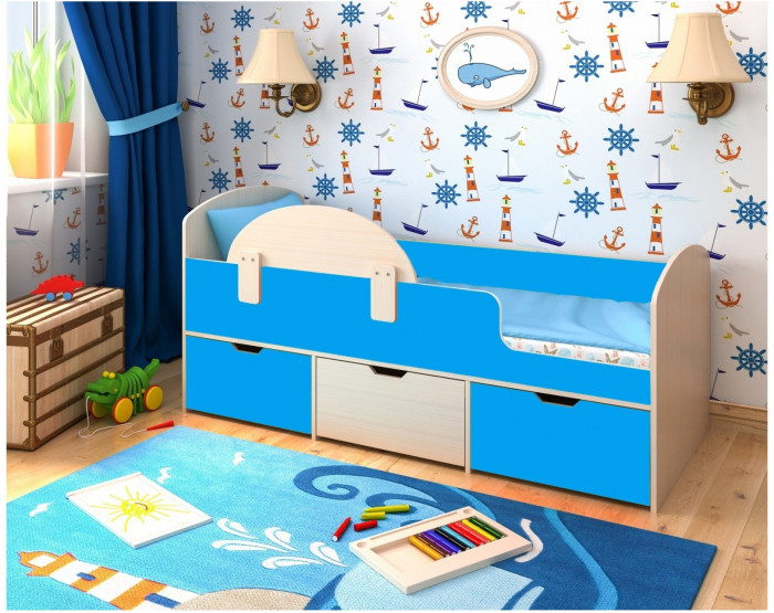 Кровать Малыш Мини (Белое дерево/Ирис)