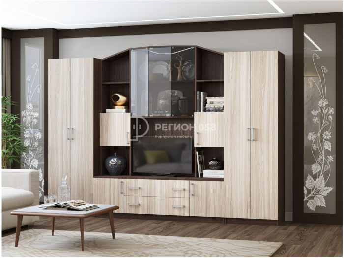 Гостиная Макарена-4 ЛДСП (Ясень шимо темный / светлый)