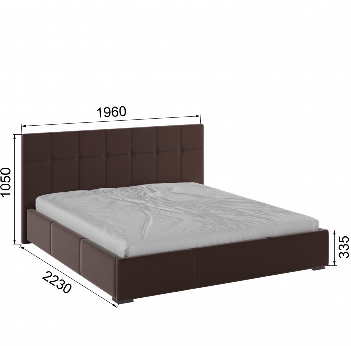 Рио Кровать интерьерная 180 коричневый квадрат, ортопед