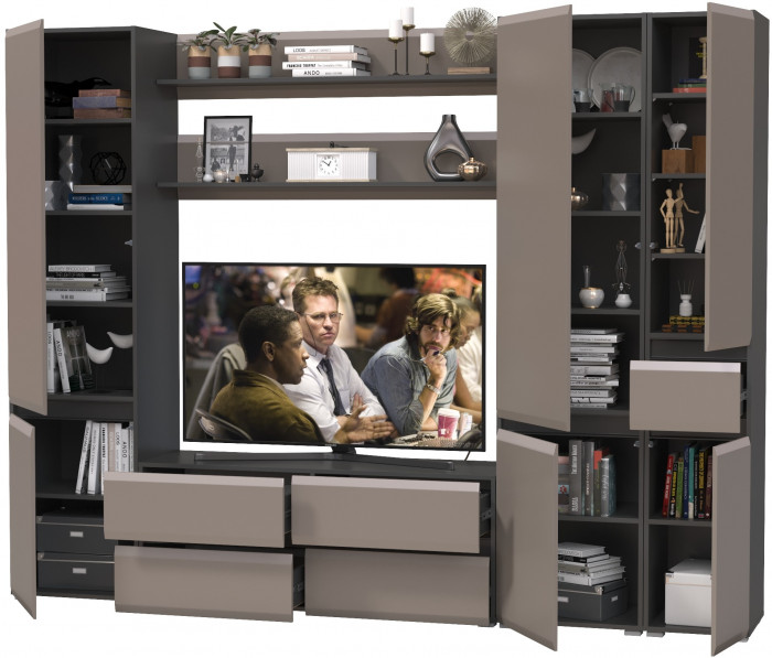 Сидней Комплектация № 063, корпус: антрацит/фасады: МДФ веллюто капучино