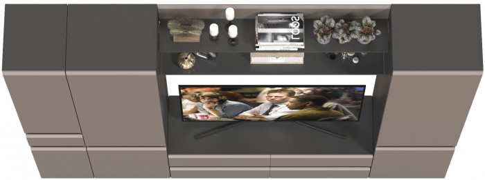 Сидней Комплектация № 063, корпус: антрацит/фасады: МДФ веллюто капучино