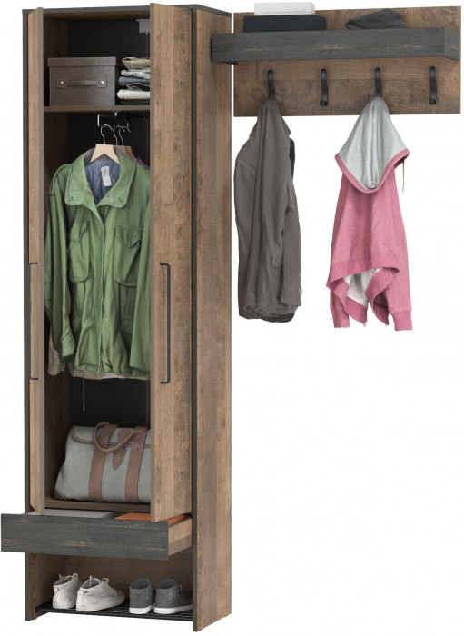 Трувор 13.328.02 Шкаф для одежды + 15.04 Вешалка, дуб гранж песочный/интра