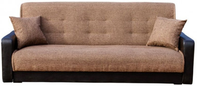 Диван-книжка Лондон, 120х190, велюр/экокожа коричневый/черный